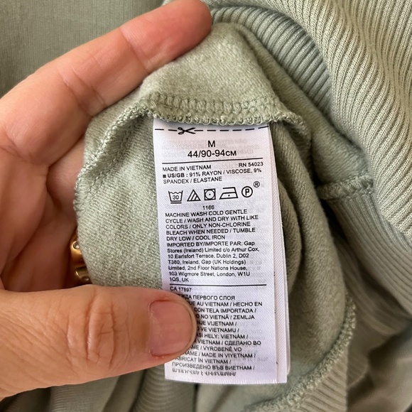 Banana Republic M Sage Baby Terry Zip Sweatshirt Fleece Pocket Sweater Stretch - Picture 9 of 11